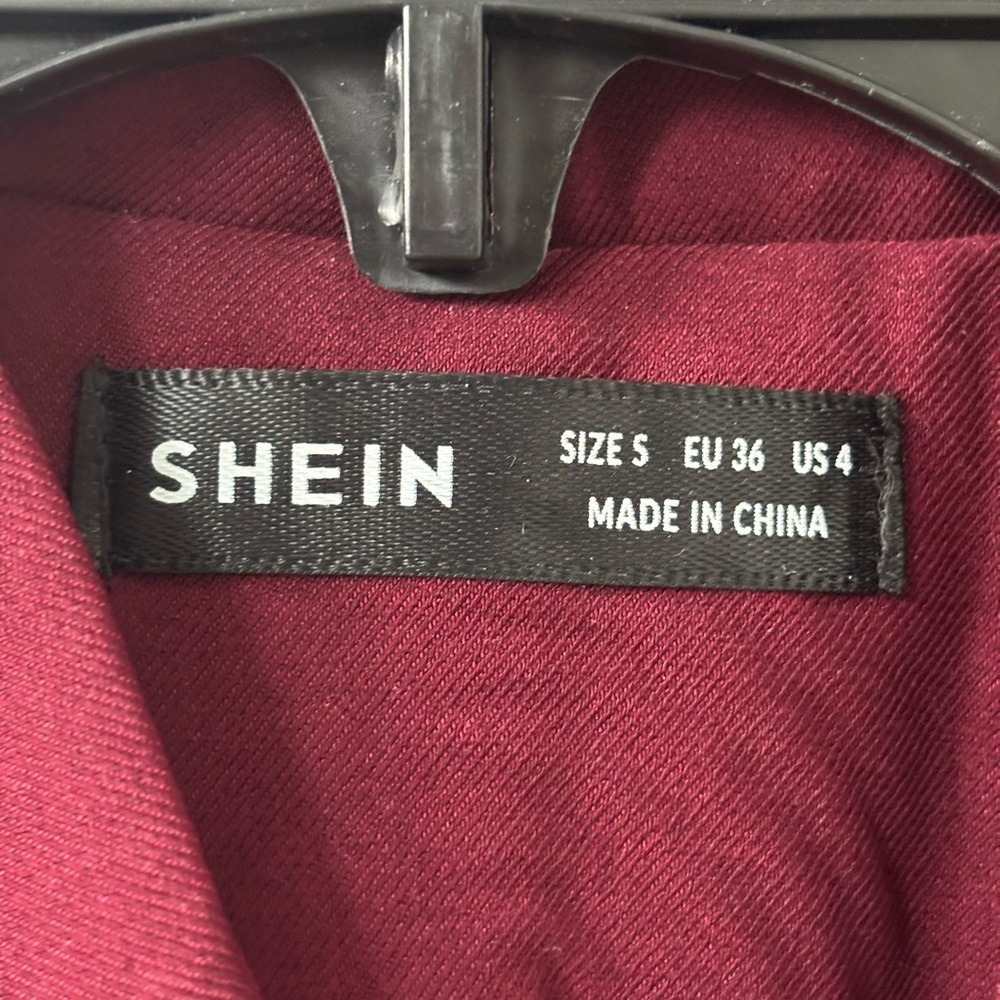 SHEIN Burgundy Notched Collar Vest Top | NWOT Dark Red Button Front Waistcoat - Picture 3 of 3